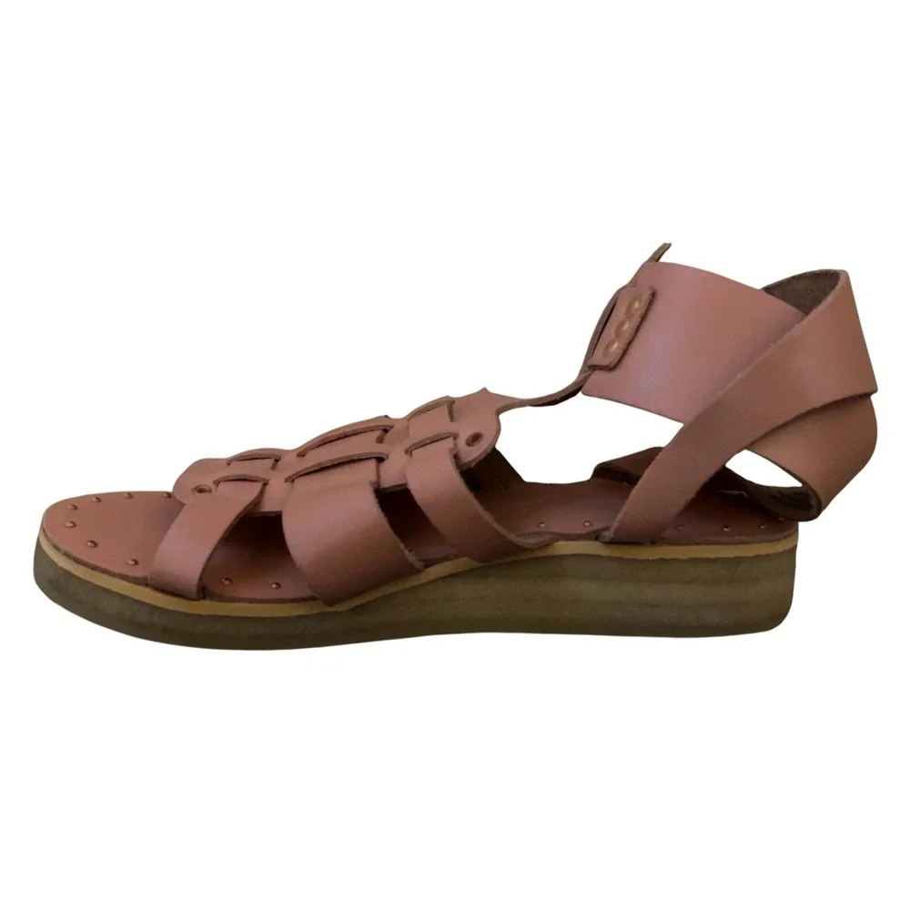 Free People Marianne wedge leather gladiator sandals buckles SZ: 38 EU‎ 7.5 US